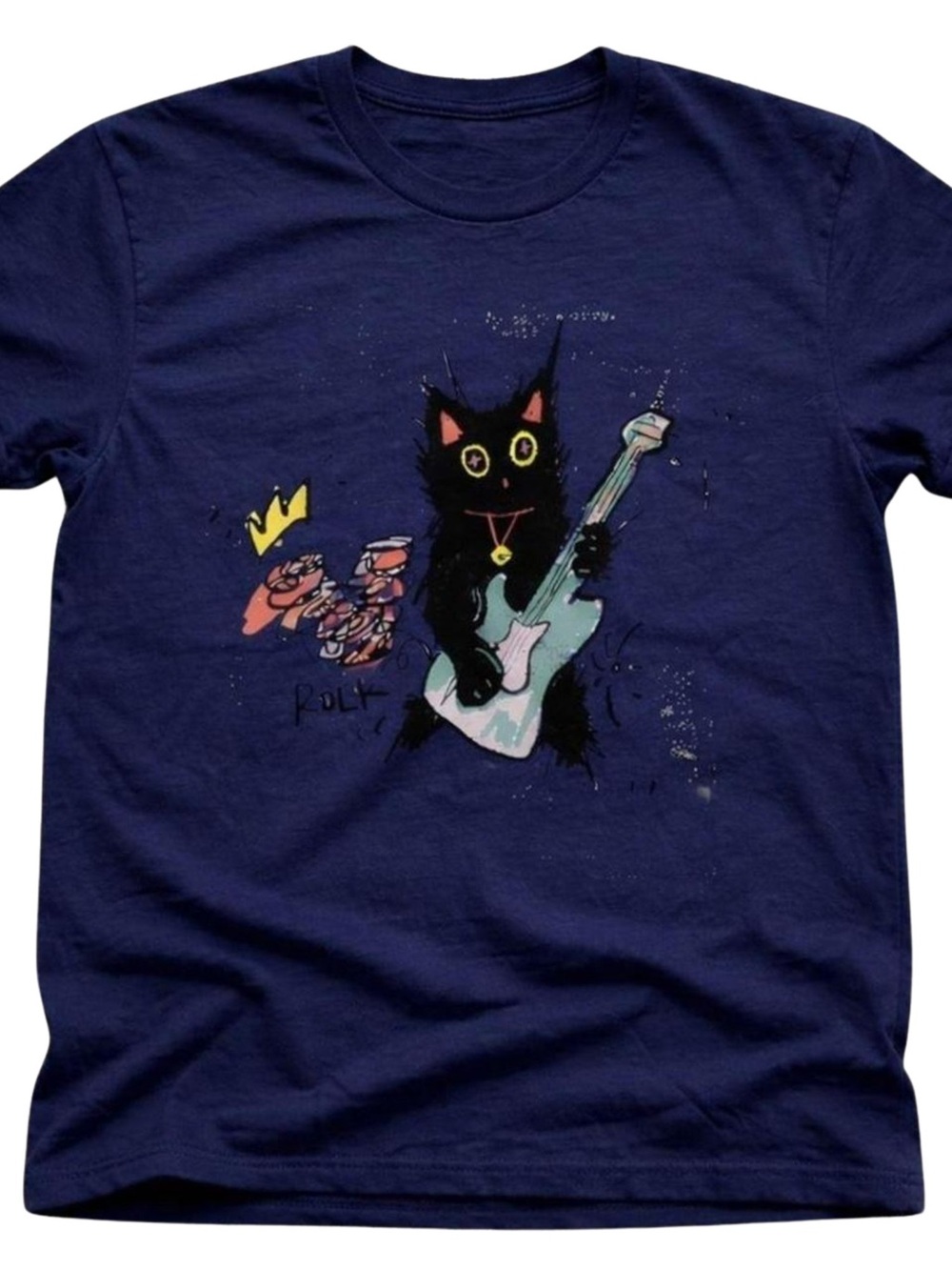 Gildan Navy Cat Guitar Graphic Tee